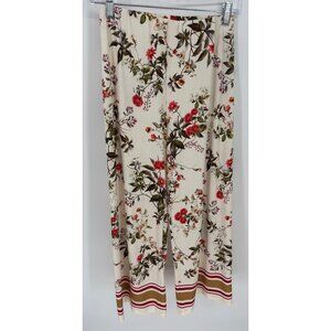 Zara Womens Relaxed Fit Floral Print Wide-Leg Elastic Waist Pants